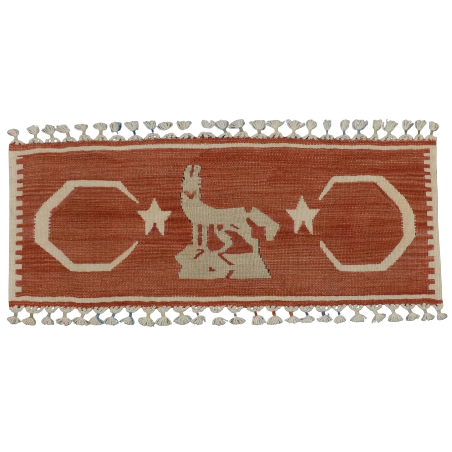 Kilim Antik El Dokuma Bozkurt Temalı Pınarbaşı Kayseri Yün Kilim 0833 - Yeni - Çok Renkli