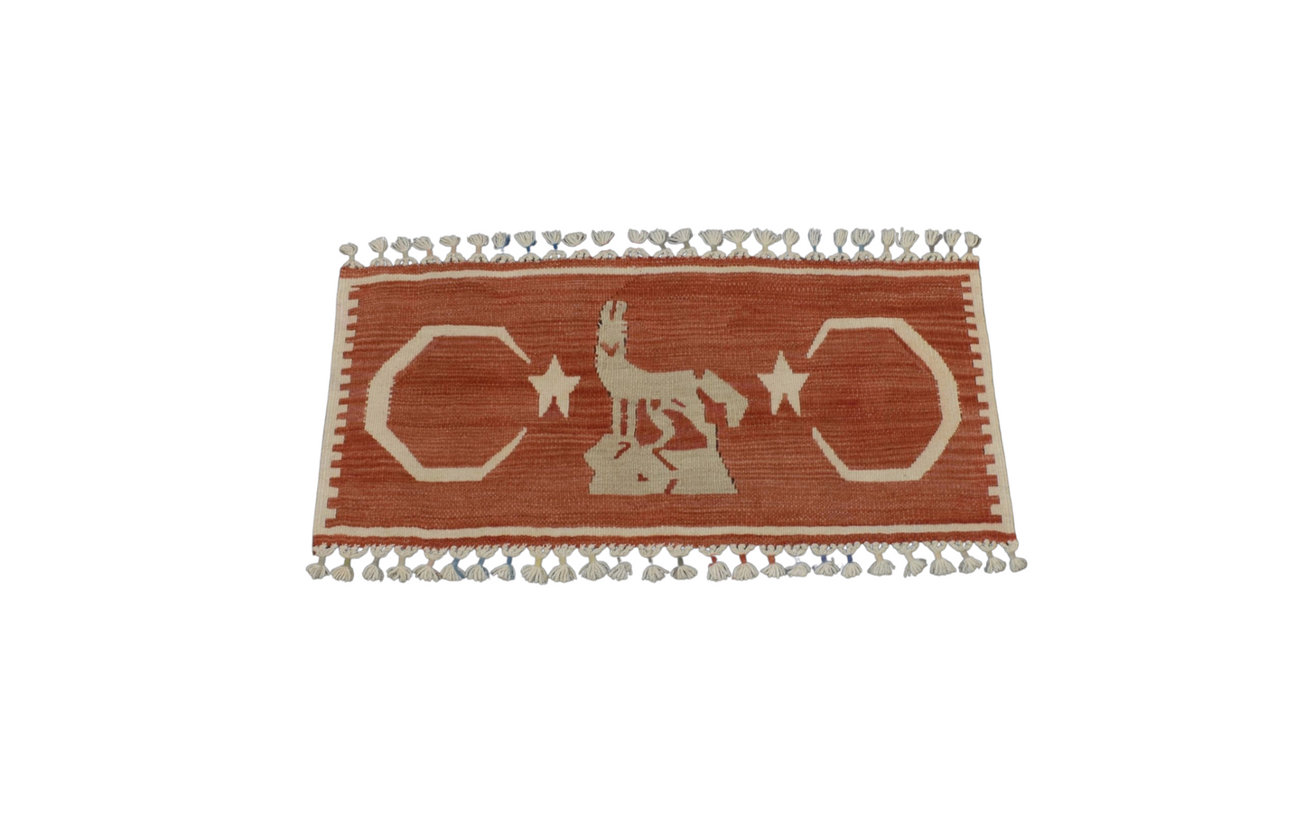 Kilim Antik El Dokuma Bozkurt Temalı Pınarbaşı Kayseri Yün Kilim 0833 - Yeni - Çok Renkli