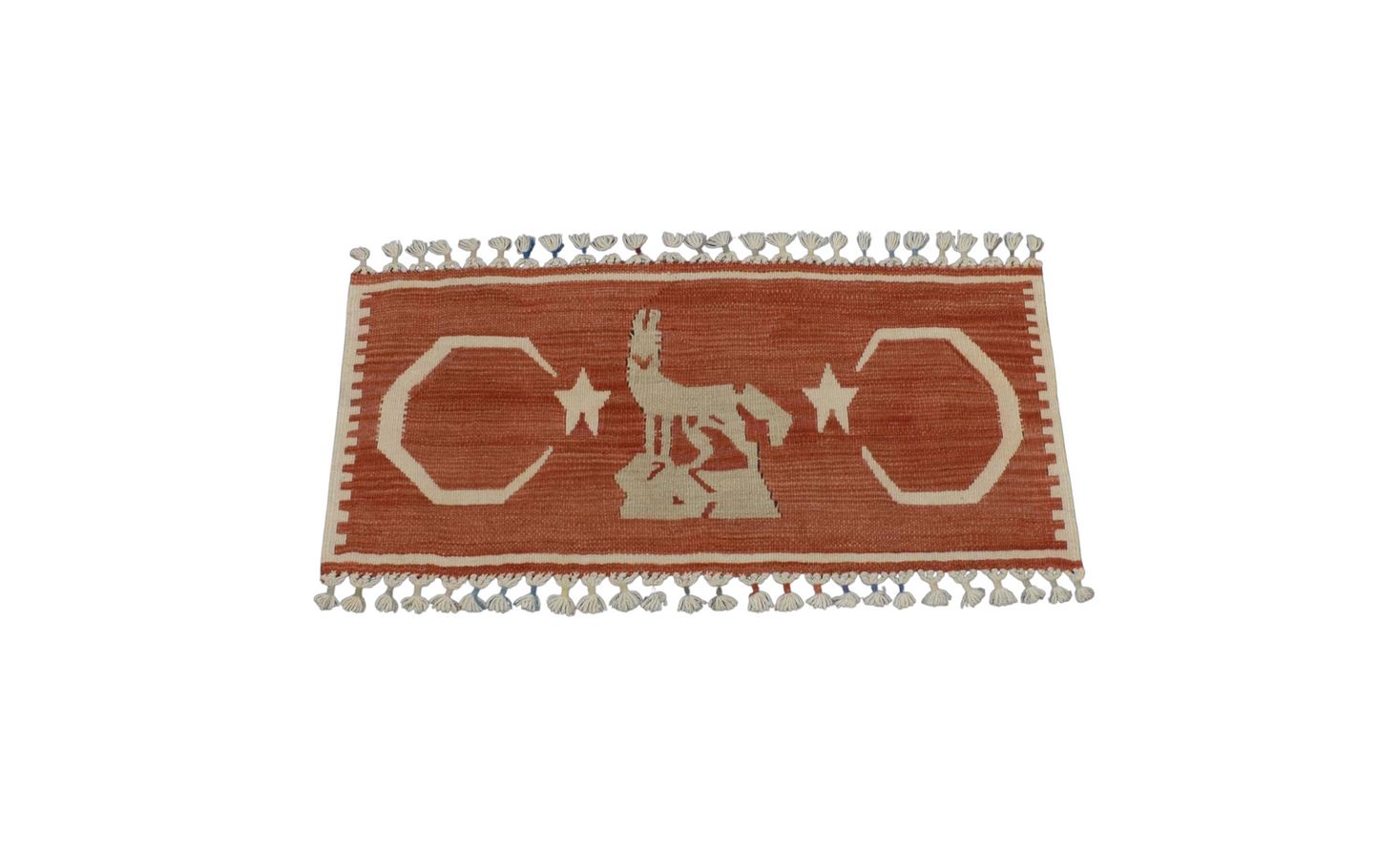 Kilim Antik El Dokuma Bozkurt Temalı Pınarbaşı Kayseri Yün Kilim 0833 - Yeni - Çok Renkli