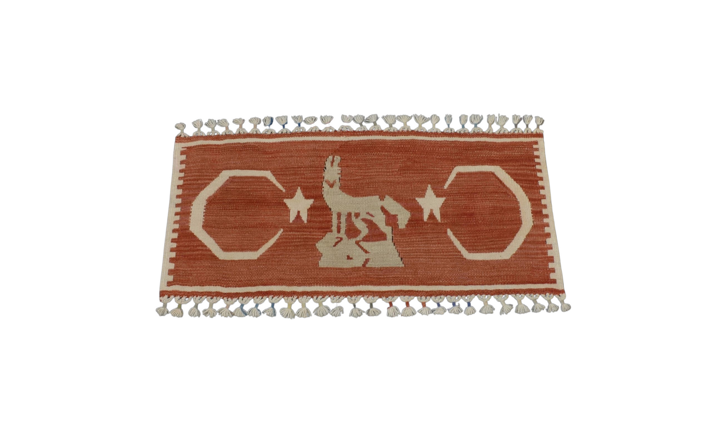 Kilim Antik El Dokuma Bozkurt Temalı Pınarbaşı Kayseri Yün Kilim 0833 - Yeni - Çok Renkli