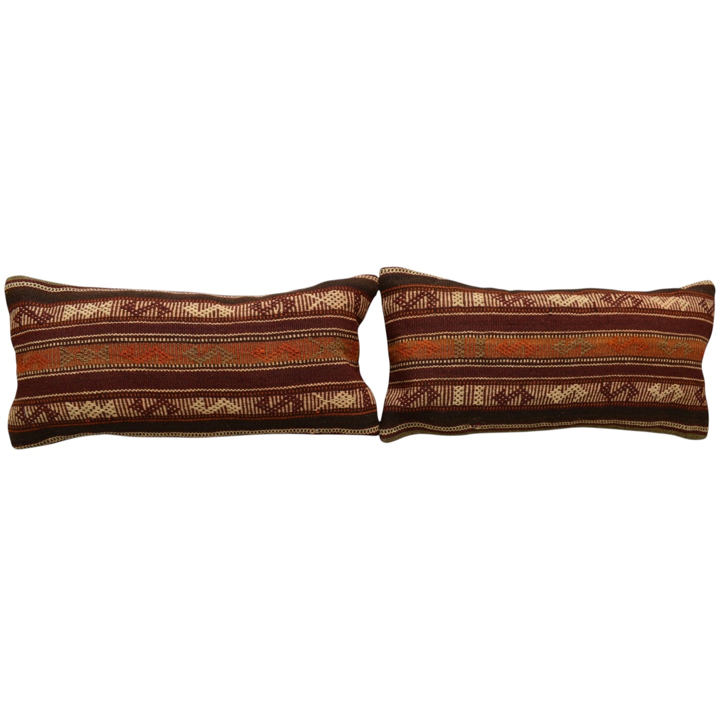 Kilim Antik El Dokuma Çift Lumbar Kilim Kırlent Yastık Kılıfı 0834 - Yeni - Çok Renkli