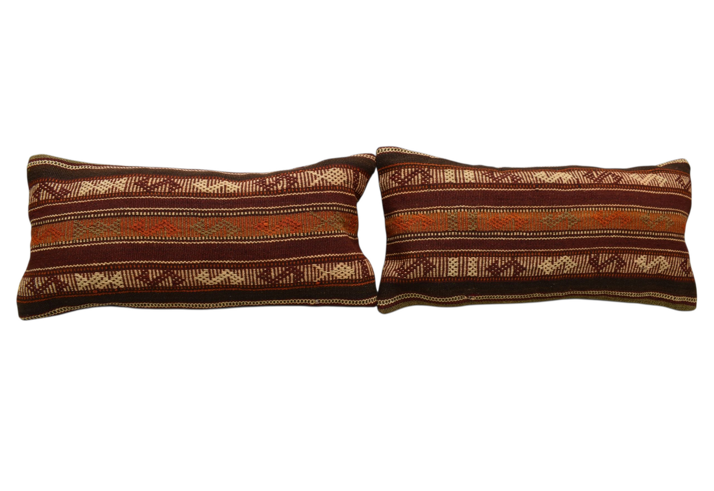 Kilim Antik El Dokuma Çift Lumbar Kilim Kırlent Yastık Kılıfı 0834 - Yeni - Çok Renkli
