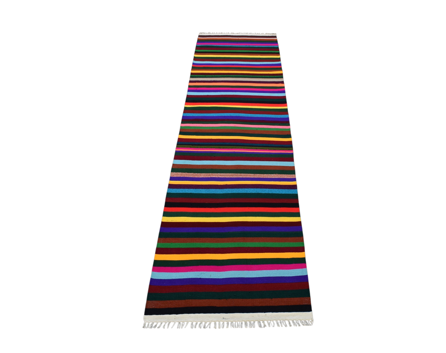 Kilim Antik El Dokuma Bukleli Pamuklu Yolluk Kilim 0840 - Yeni - Çok Renkli