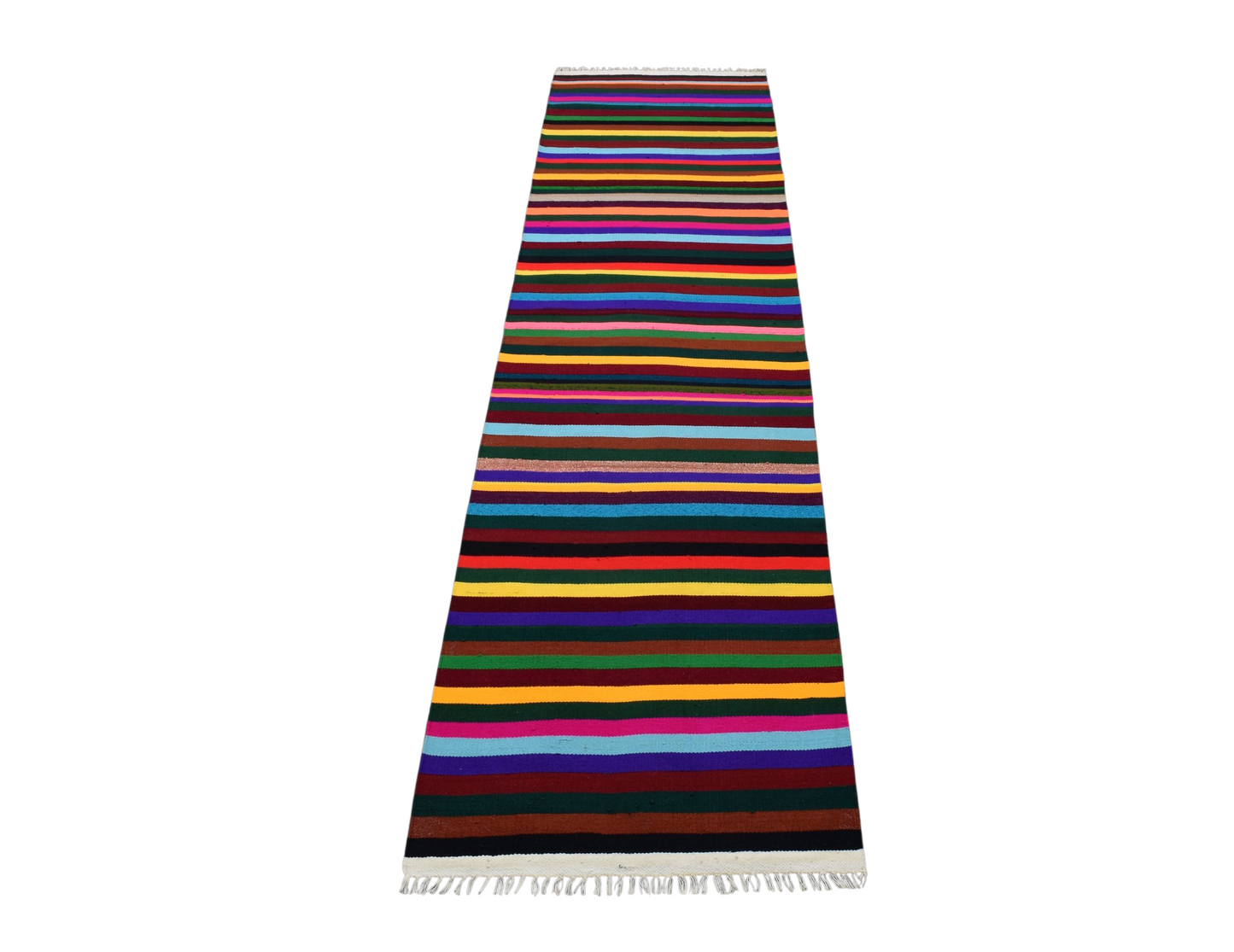 Kilim Antik El Dokuma Bukleli Pamuklu Yolluk Kilim 0840 - Yeni - Çok Renkli