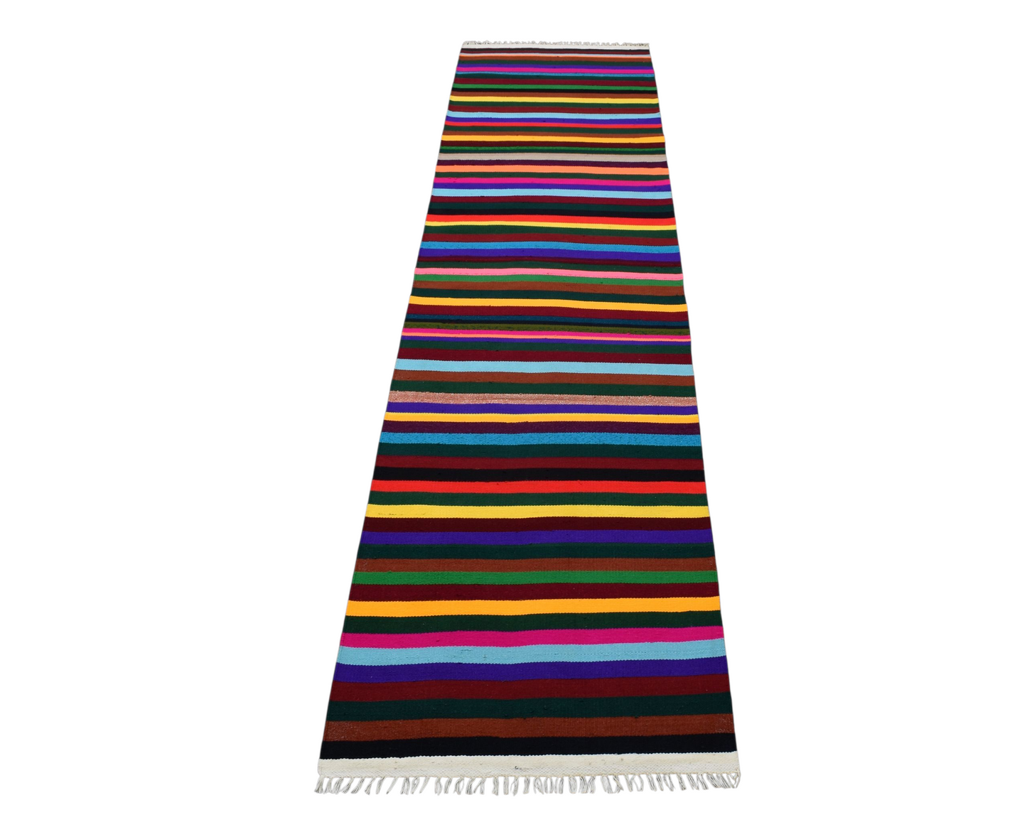 Kilim Antik El Dokuma Bukleli Pamuklu Yolluk Kilim 0840 - Yeni - Çok Renkli