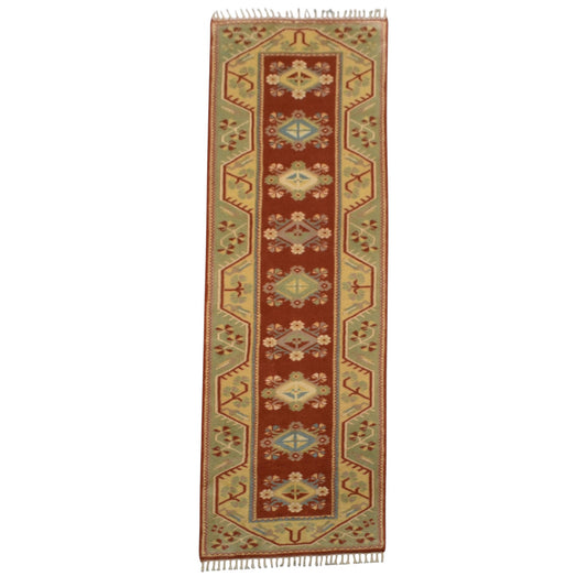 Kilim Antik El Dokuma Çiçekli Bozalan Milas Yolluk Yün Halı 0843 - Yeni - Çok Renkli