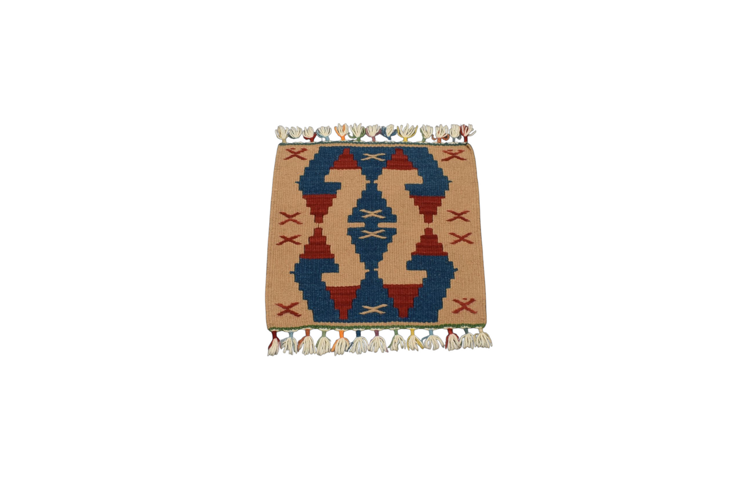 Kilim Antik El Dokuma Kare Köşe Sandalye Minderi Pınarbaşı Kayseri Yün Kilim 0849 - Yeni - Çok Renkli