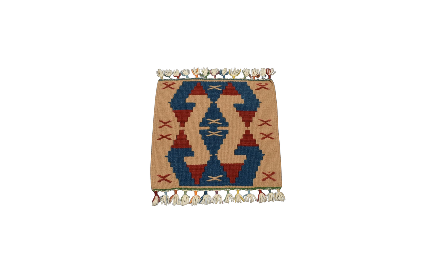 Kilim Antik El Dokuma Kare Köşe Sandalye Minderi Pınarbaşı Kayseri Yün Kilim 0849 - Yeni - Çok Renkli
