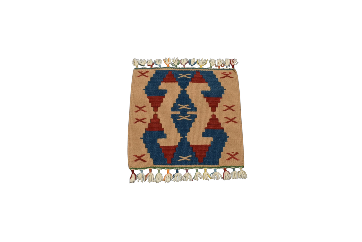Kilim Antik El Dokuma Kare Köşe Sandalye Minderi Pınarbaşı Kayseri Yün Kilim 0849 - Yeni - Çok Renkli