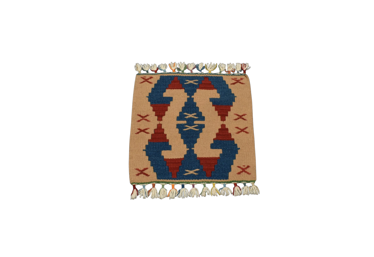 Kilim Antik El Dokuma Kare Köşe Sandalye Minderi Pınarbaşı Kayseri Yün Kilim 0849 - Yeni - Çok Renkli