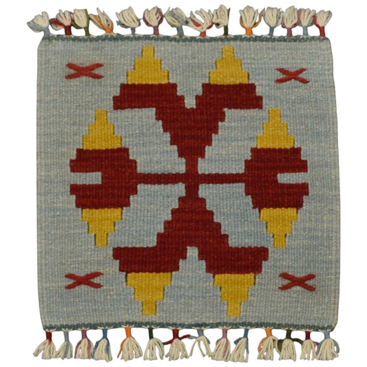 Kilim Antik El Dokuma Kare Köşe Sandalye Minderi Pınarbaşı Kayseri Yün Kilim 0850 - Yeni - Çok Renkli