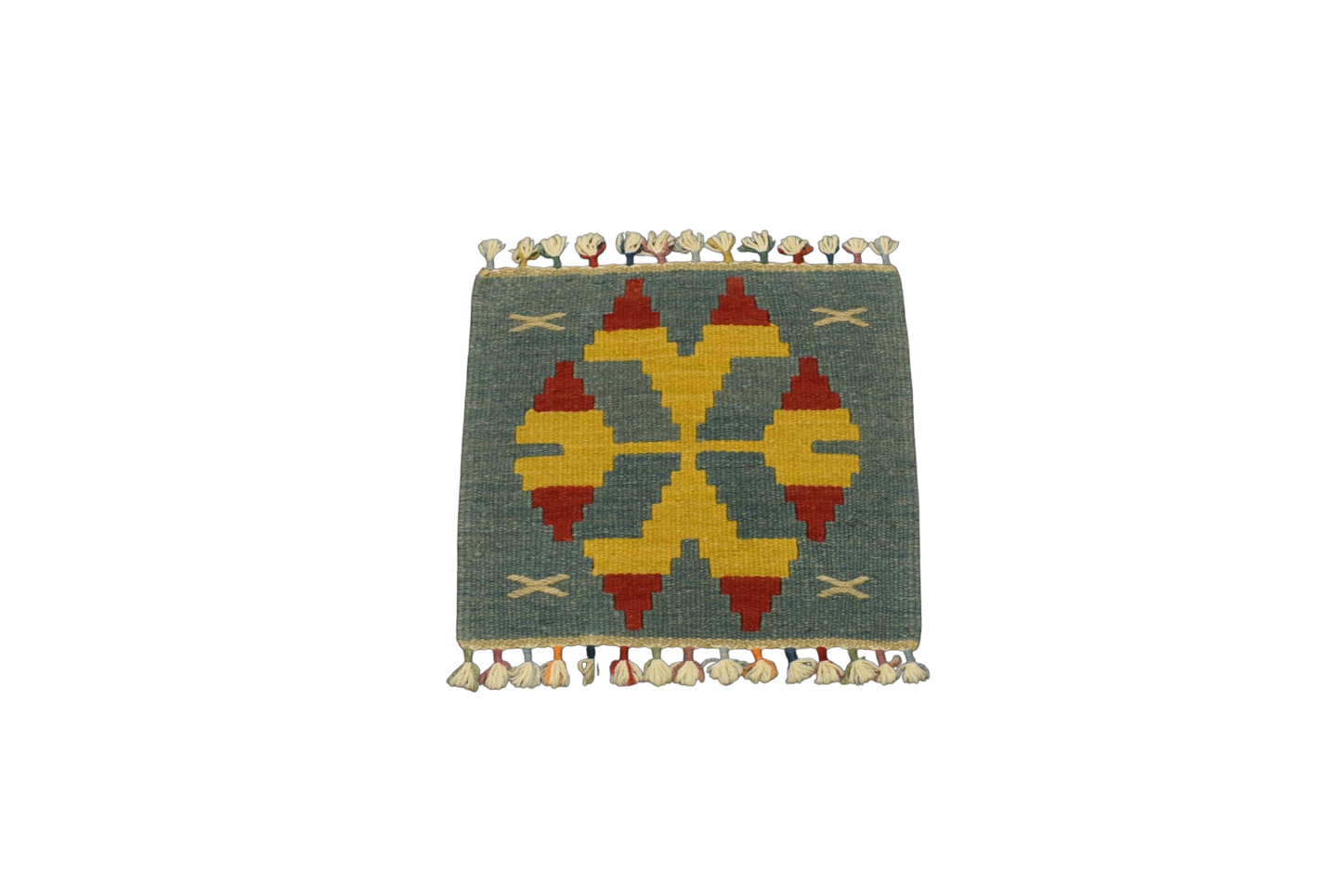 Kilim Antik El Dokuma Kare Köşe Sandalye Minderi Pınarbaşı Kayseri Yün Kilim 0852 - Yeni - Çok Renkli