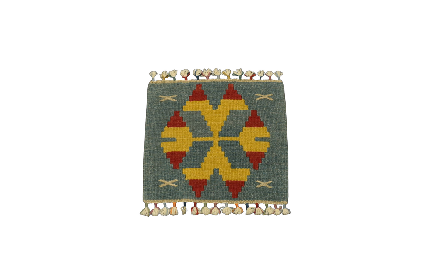 Kilim Antik El Dokuma Kare Köşe Sandalye Minderi Pınarbaşı Kayseri Yün Kilim 0852 - Yeni - Çok Renkli