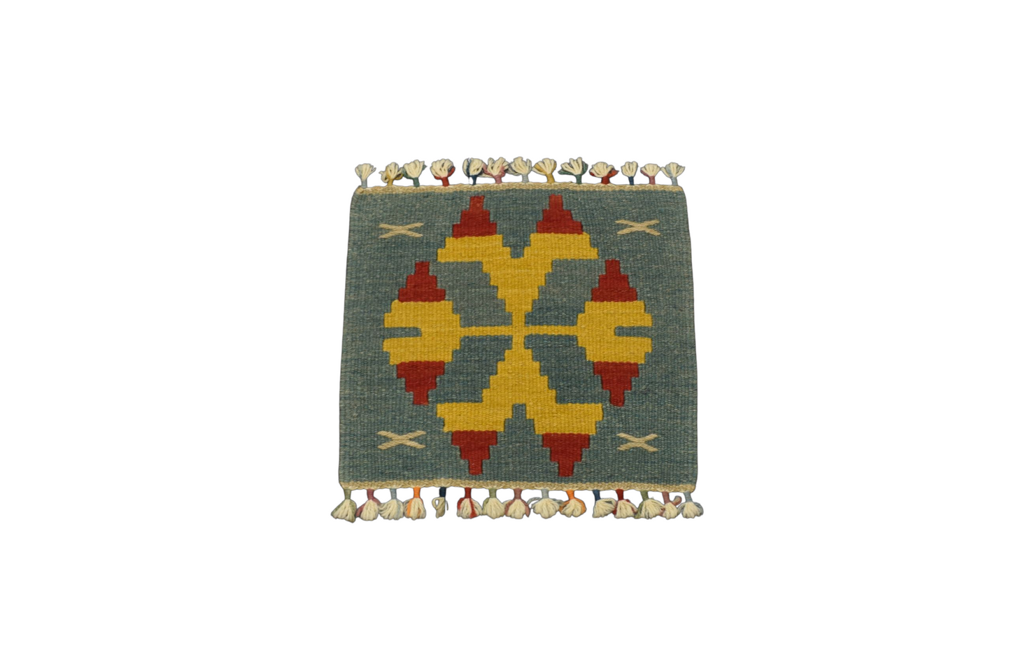 Kilim Antik El Dokuma Kare Köşe Sandalye Minderi Pınarbaşı Kayseri Yün Kilim 0852 - Yeni - Çok Renkli