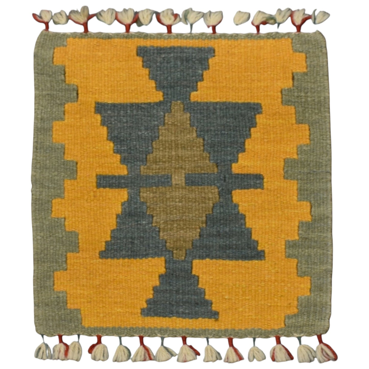 Kilim Antik El Dokuma Kare Köşe Sandalye Minderi Pınarbaşı Kayseri Yün Kilim 0853 - Yeni - Çok Renkli