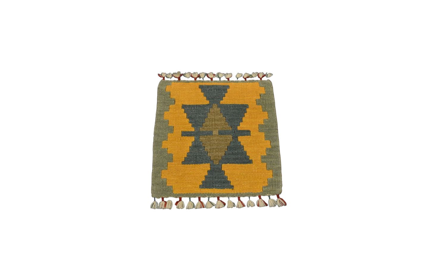 Kilim Antik El Dokuma Kare Köşe Sandalye Minderi Pınarbaşı Kayseri Yün Kilim 0853 - Yeni - Çok Renkli