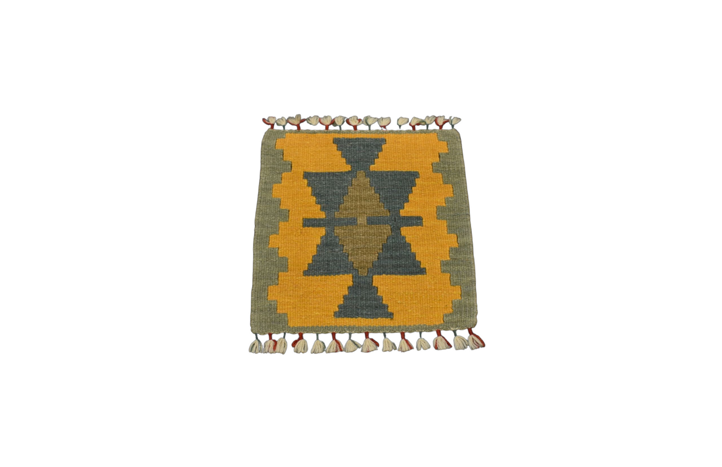 Kilim Antik El Dokuma Kare Köşe Sandalye Minderi Pınarbaşı Kayseri Yün Kilim 0853 - Yeni - Çok Renkli