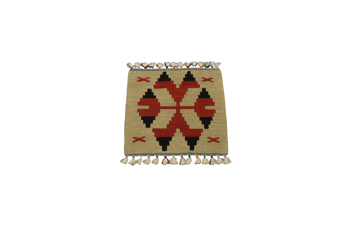 Kilim Antik El Dokuma Kare Köşe Sandalye Minderi Pınarbaşı Kayseri Yün Kilim 0856 - Yeni - Çok Renkli
