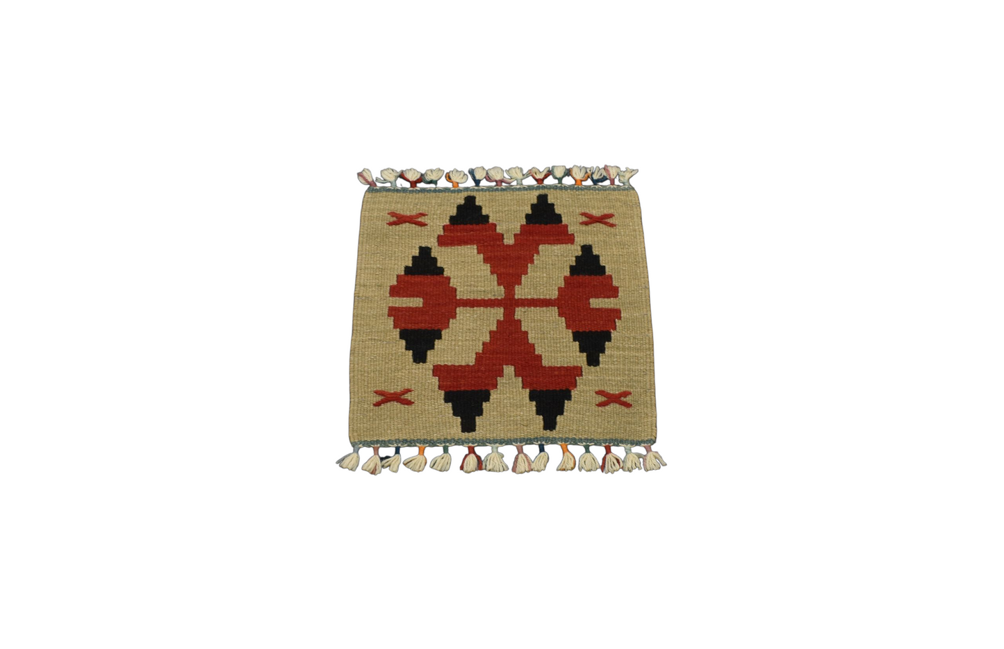 Kilim Antik El Dokuma Kare Köşe Sandalye Minderi Pınarbaşı Kayseri Yün Kilim 0856 - Yeni - Çok Renkli