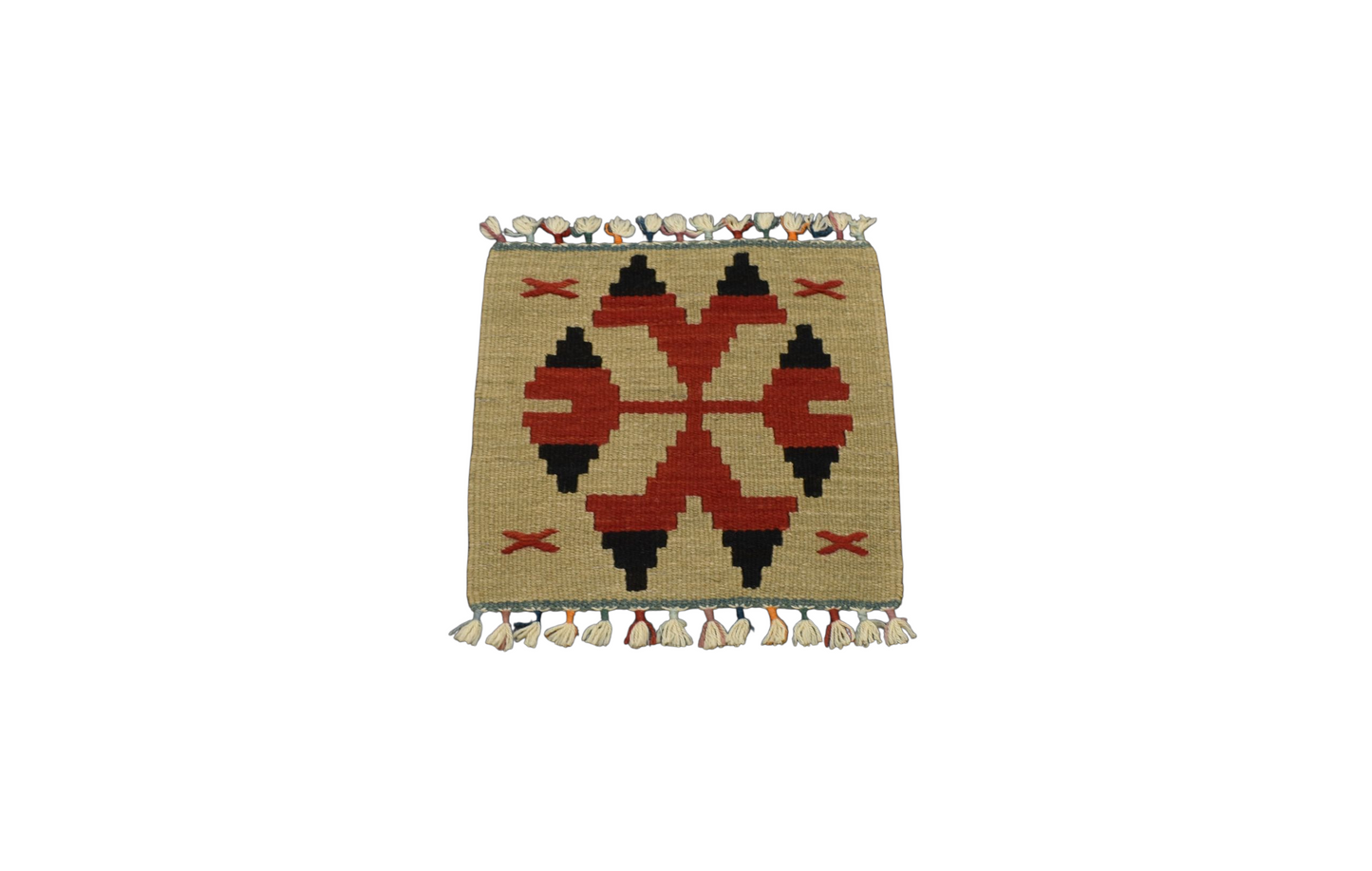 Kilim Antik El Dokuma Kare Köşe Sandalye Minderi Pınarbaşı Kayseri Yün Kilim 0856 - Yeni - Çok Renkli