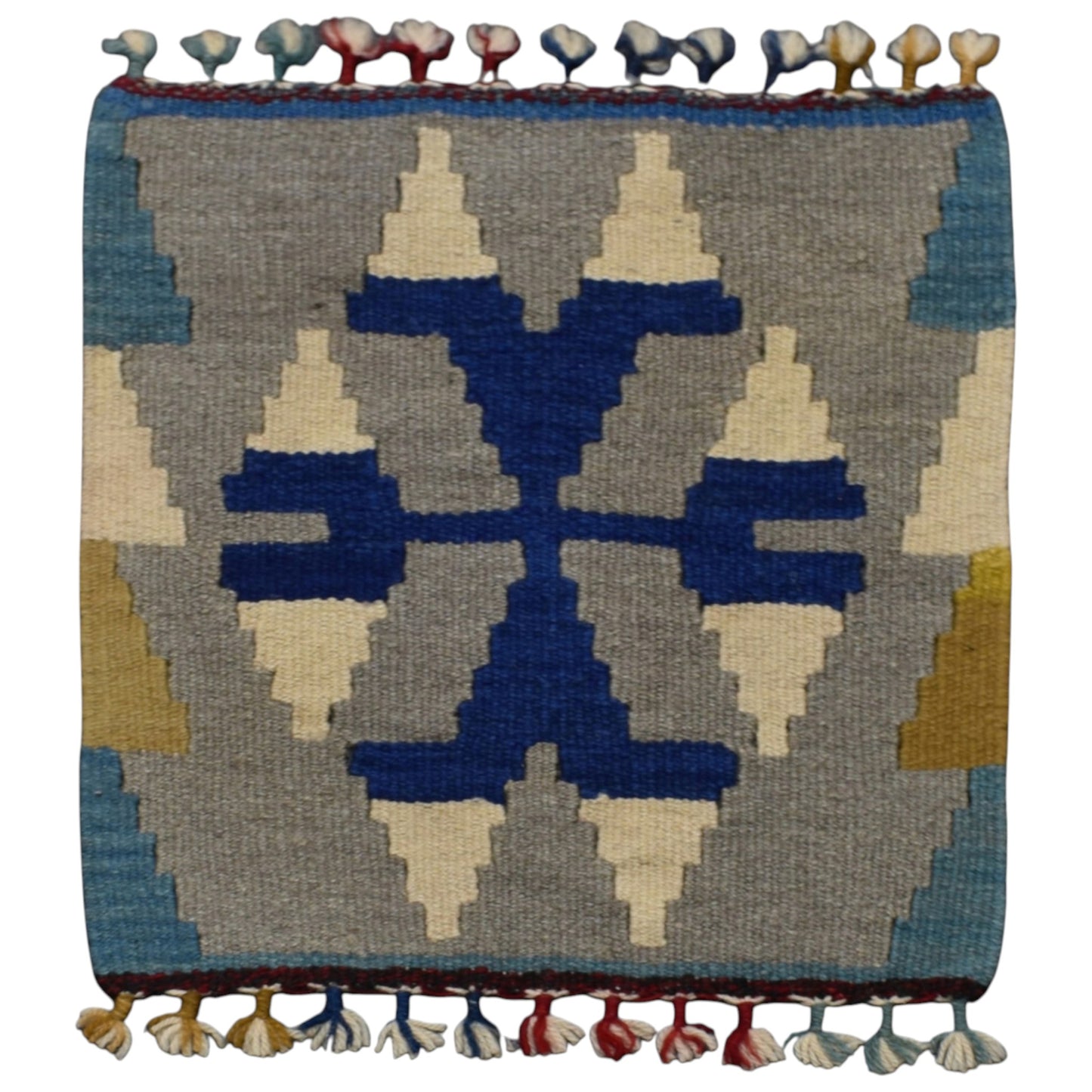 Kilim Antik El Dokuma Kare Koltuk Sandalye Minderi Pınarbaşı Kayseri Yün Kilim 0857 - Yeni - Çok Renkli