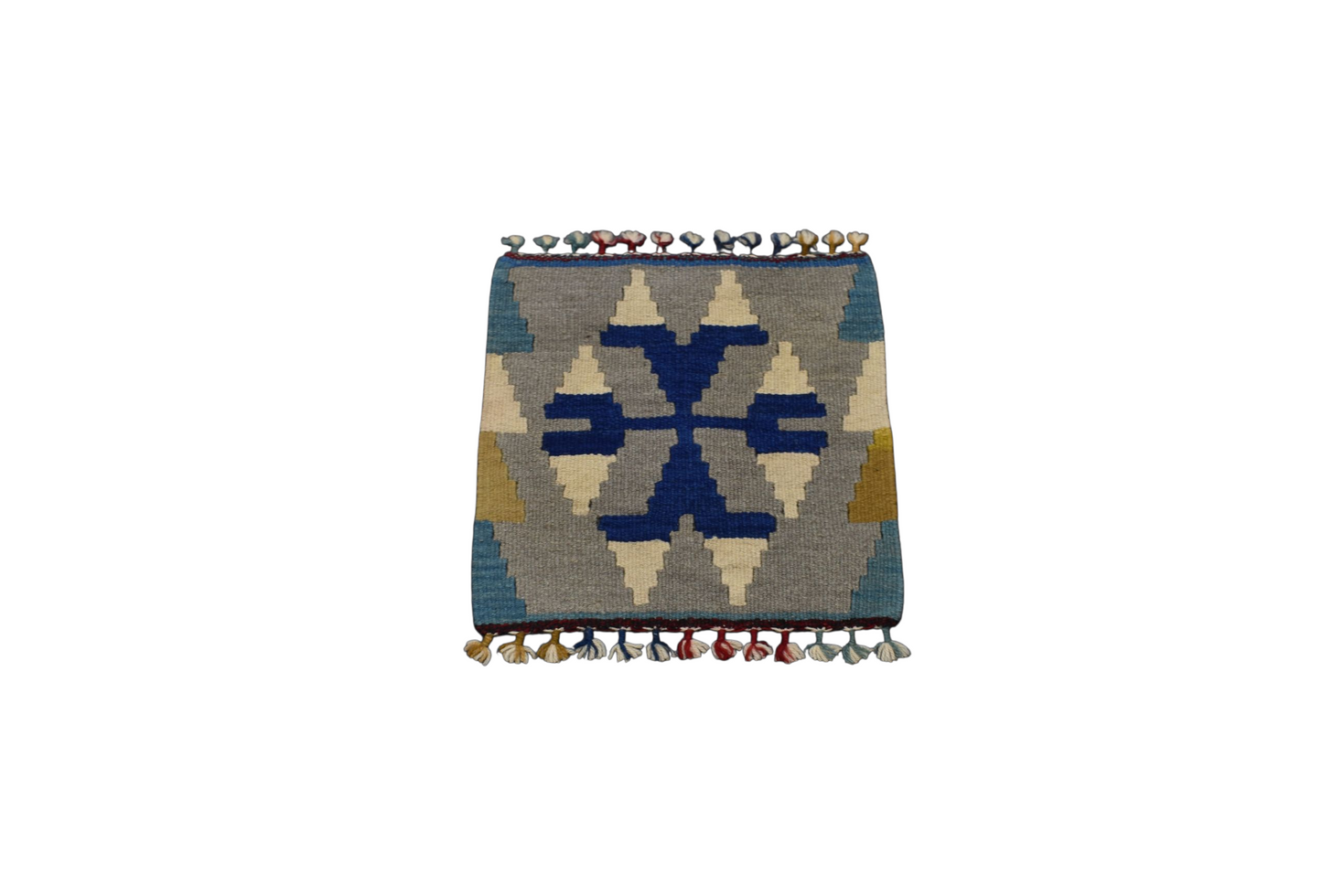 Kilim Antik El Dokuma Kare Koltuk Sandalye Minderi Pınarbaşı Kayseri Yün Kilim 0857 - Yeni - Çok Renkli