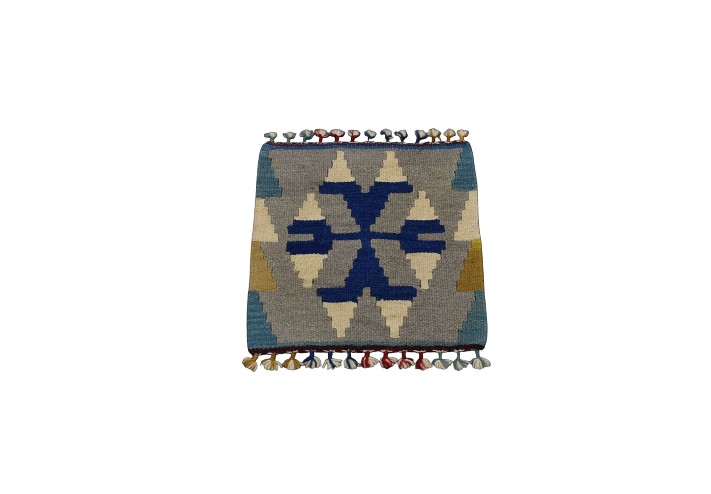 Kilim Antik El Dokuma Kare Koltuk Sandalye Minderi Pınarbaşı Kayseri Yün Kilim 0857 - Yeni - Çok Renkli