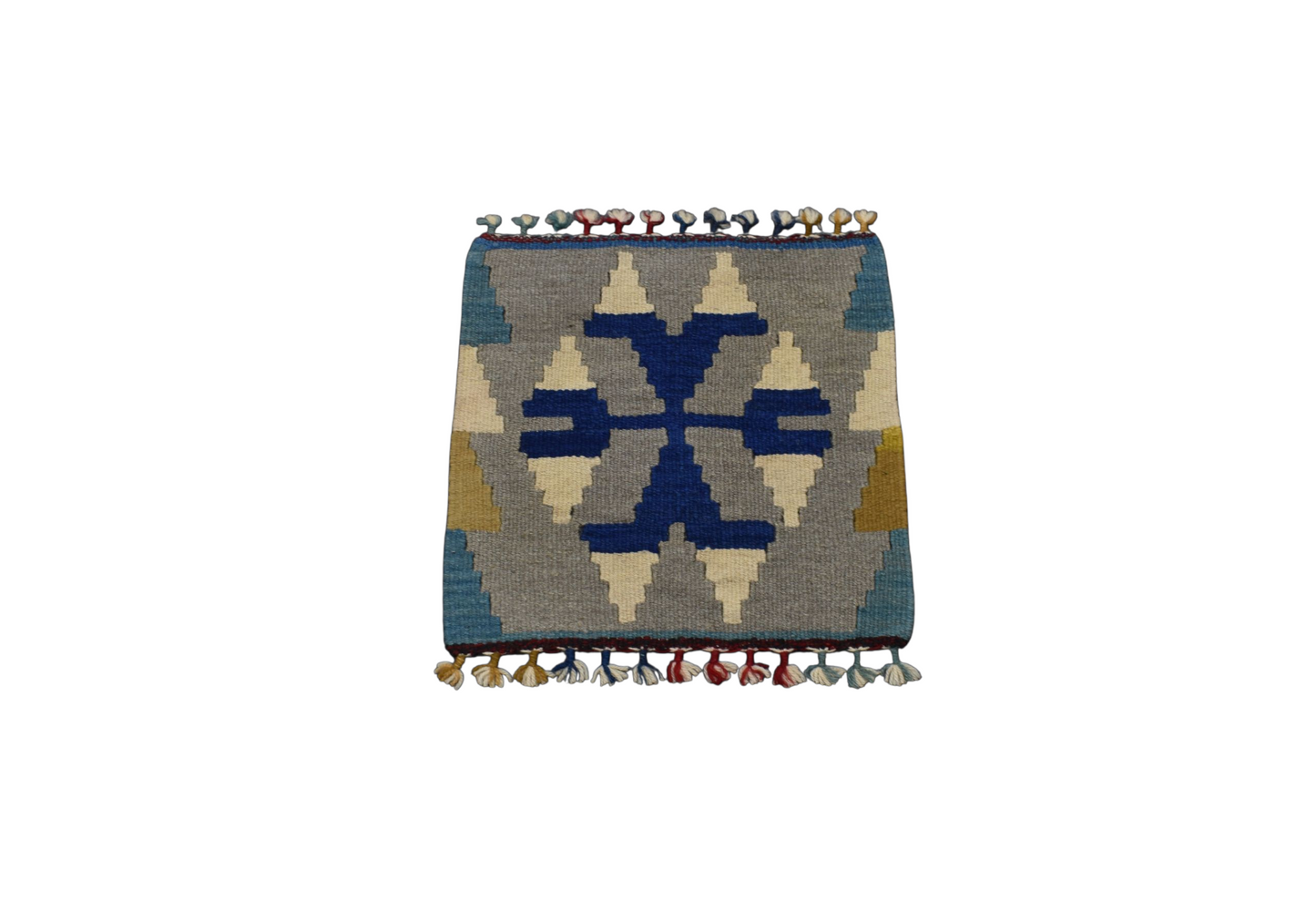 Kilim Antik El Dokuma Kare Koltuk Sandalye Minderi Pınarbaşı Kayseri Yün Kilim 0857 - Yeni - Çok Renkli