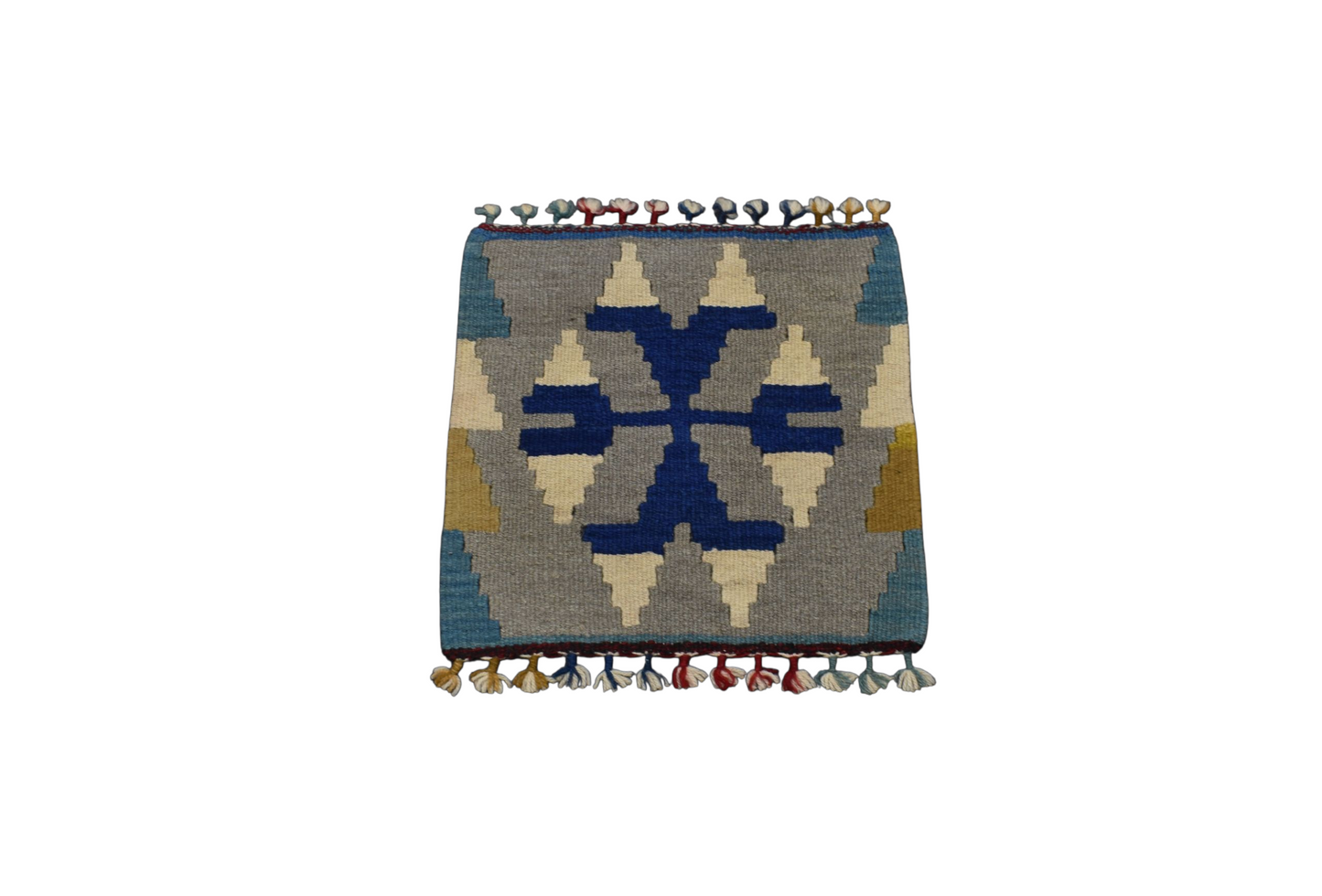 Kilim Antik El Dokuma Kare Koltuk Sandalye Minderi Pınarbaşı Kayseri Yün Kilim 0857 - Yeni - Çok Renkli