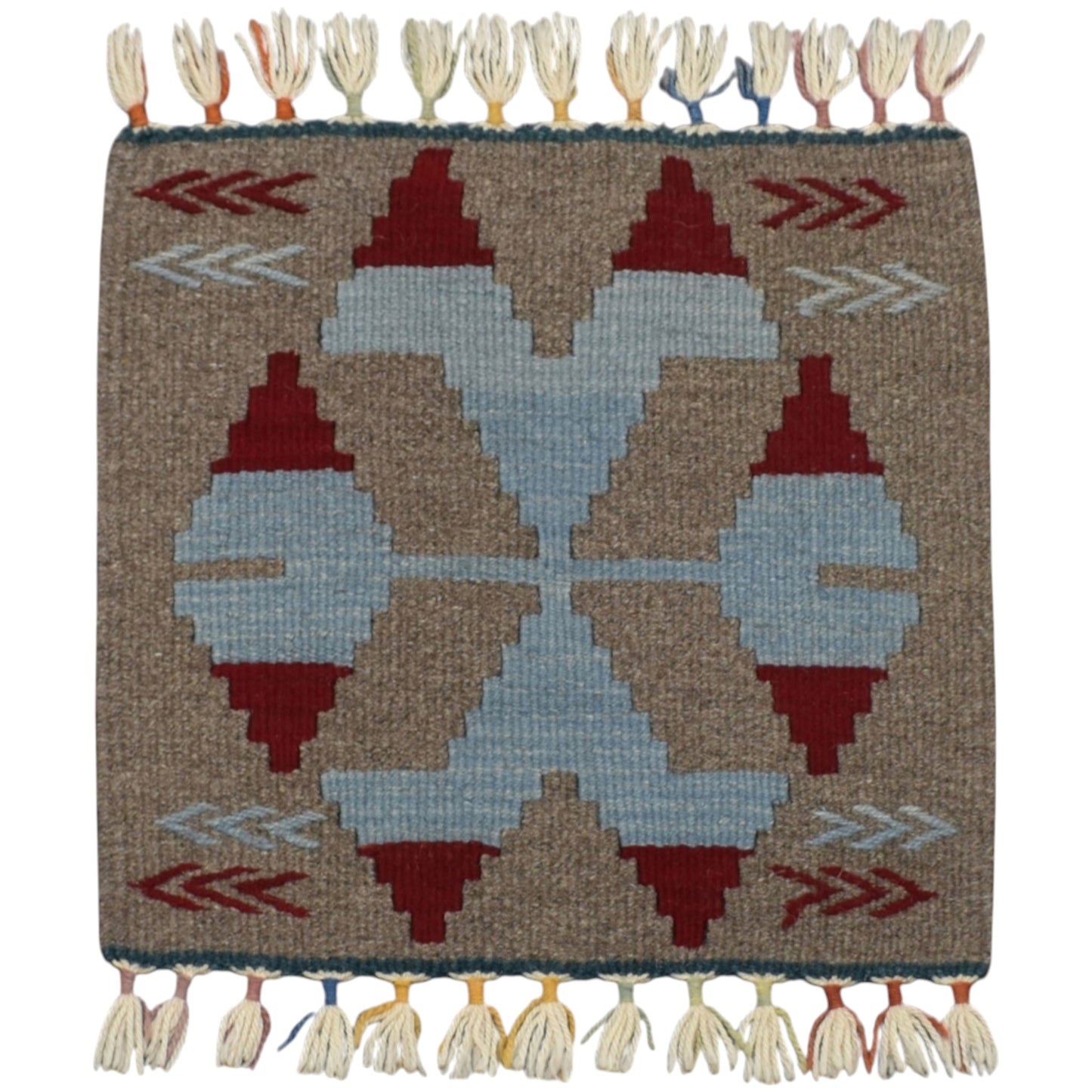 Kilim Antik El Dokuma Kare Köşe Sandalye Minderi Pınarbaşı Kayseri Yün Kilim 0860 - Yeni - Çok Renkli