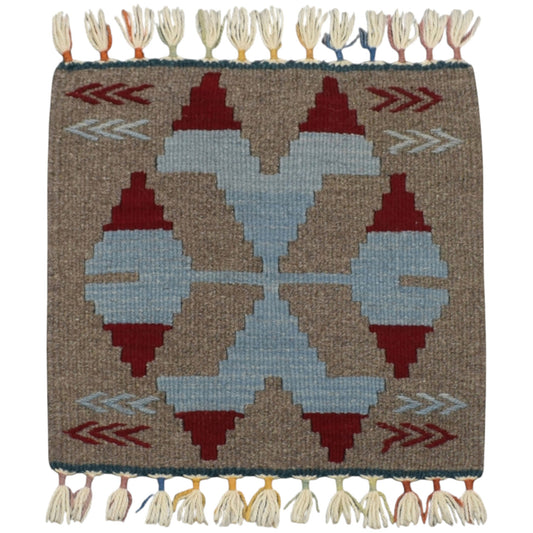 Kilim Antik El Dokuma Kare Köşe Sandalye Minderi Pınarbaşı Kayseri Yün Kilim 0860 - Yeni - Çok Renkli