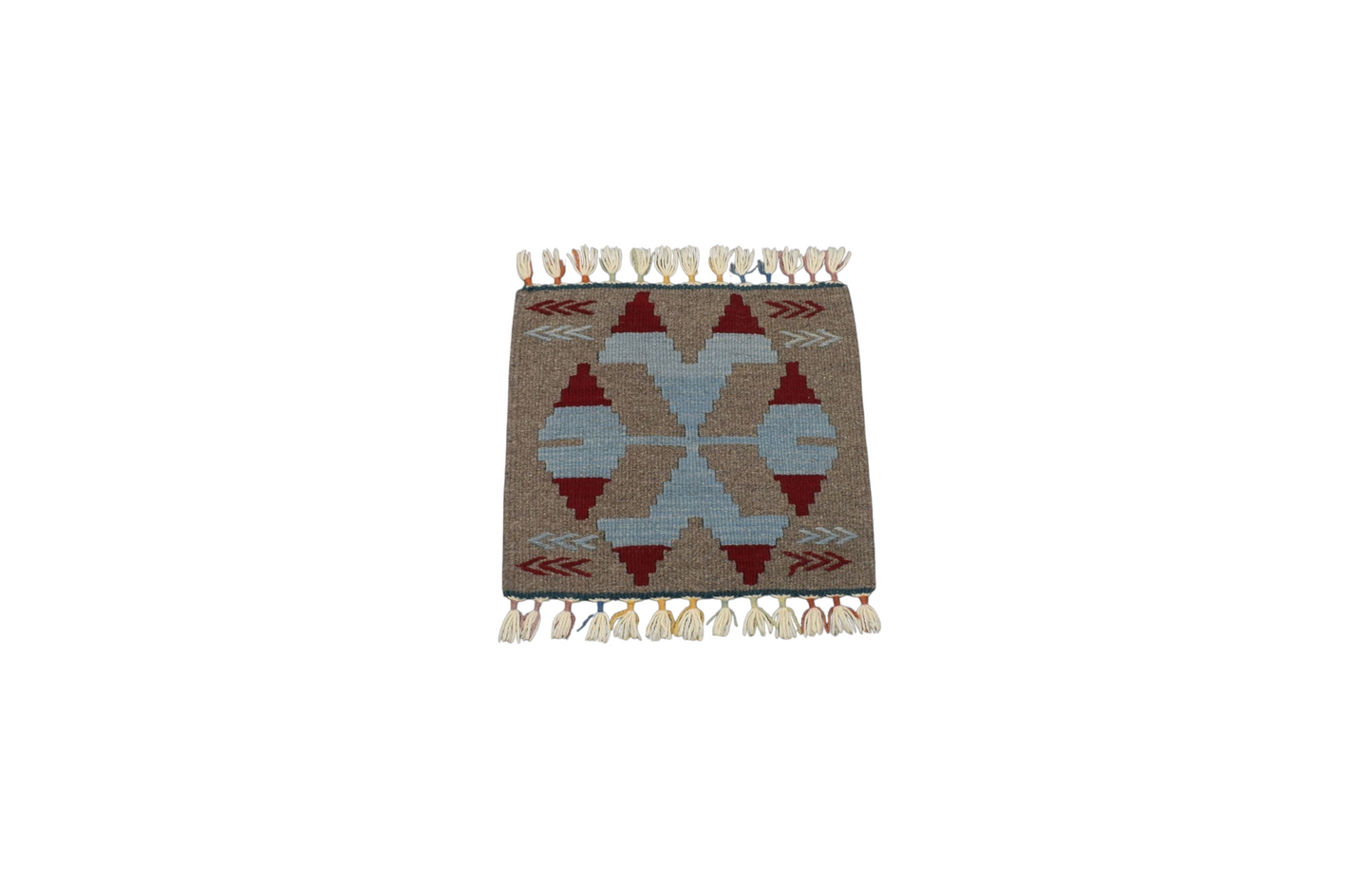 Kilim Antik El Dokuma Kare Köşe Sandalye Minderi Pınarbaşı Kayseri Yün Kilim 0860 - Yeni - Çok Renkli