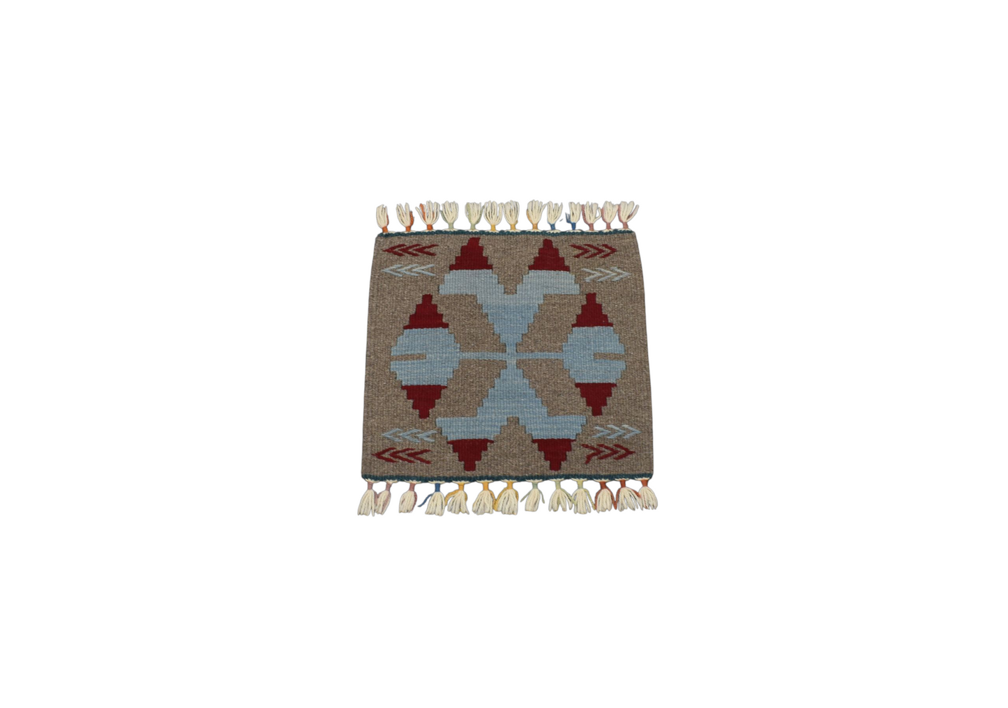 Kilim Antik El Dokuma Kare Köşe Sandalye Minderi Pınarbaşı Kayseri Yün Kilim 0860 - Yeni - Çok Renkli