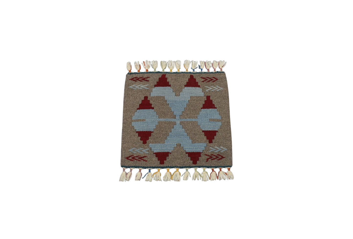 Kilim Antik El Dokuma Kare Köşe Sandalye Minderi Pınarbaşı Kayseri Yün Kilim 0860 - Yeni - Çok Renkli