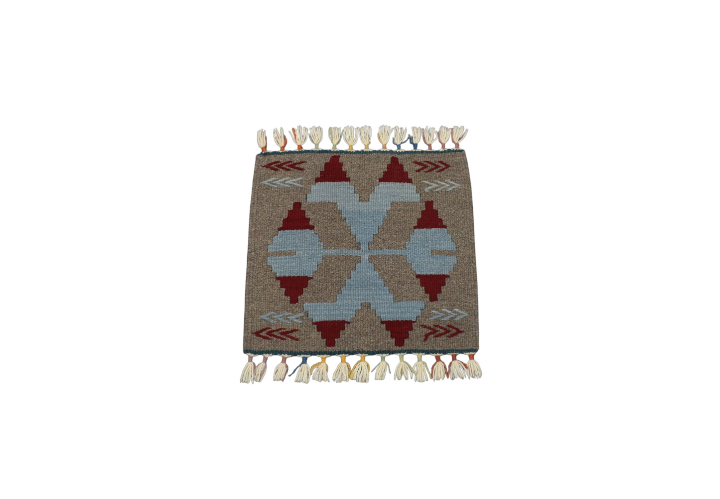 Kilim Antik El Dokuma Kare Köşe Sandalye Minderi Pınarbaşı Kayseri Yün Kilim 0860 - Yeni - Çok Renkli