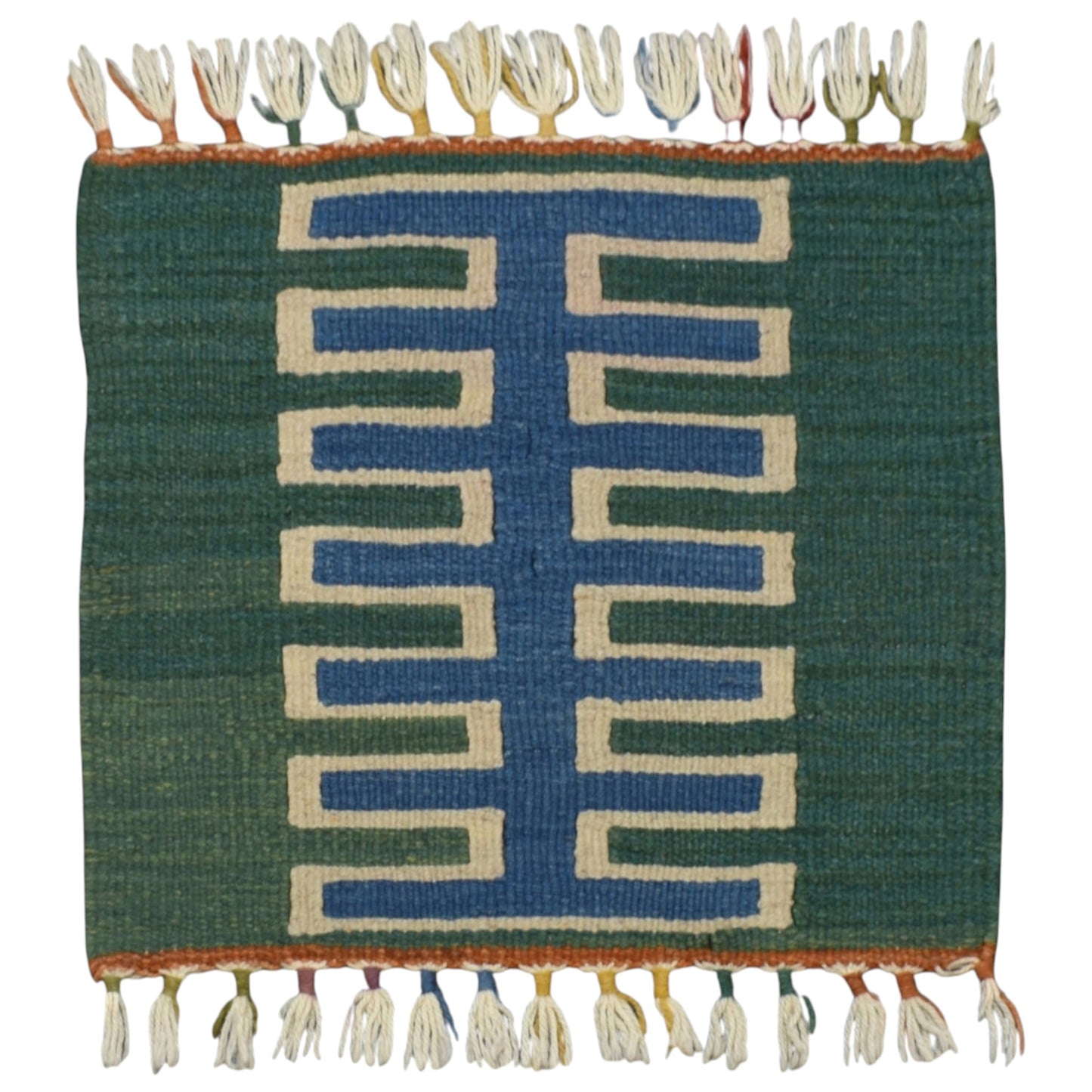 Kilim Antik El Dokuma Kare Köşe Sandalye Minderi Pınarbaşı Kayseri Yün Kilim 0861 - Yeni - Çok Renkli