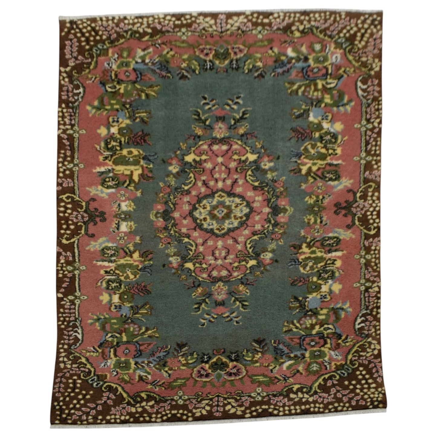 Kilim Antik El Dokuma 5m2 Güllü Çiçekli Yün Halı 0862 - Yeni - Çok Renkli
