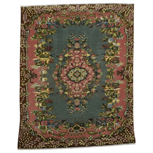 Kilim Antik El Dokuma 5m2 Güllü Çiçekli Yün Halı 0862 - Yeni - Çok Renkli