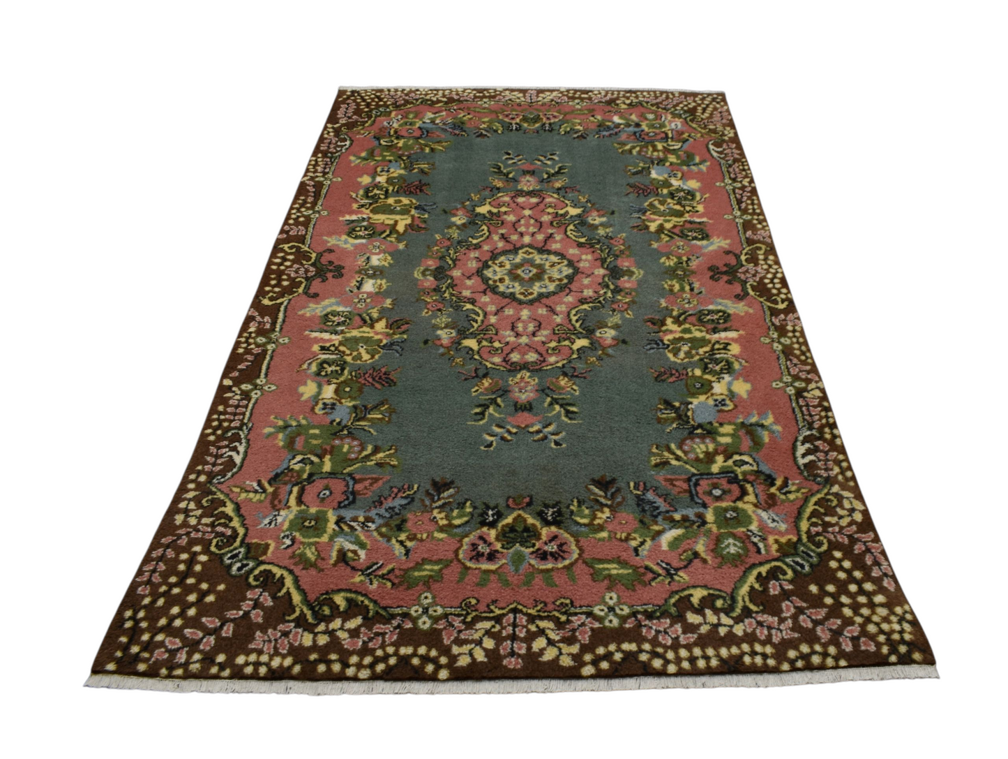 Kilim Antik El Dokuma 5m2 Güllü Çiçekli Yün Halı 0862 - Yeni - Çok Renkli