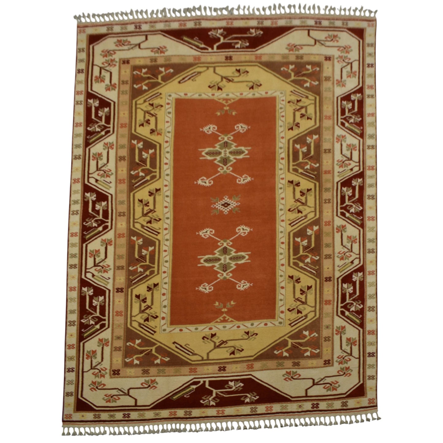 Kilim Antik El Dokuma Çiçekli Bozalan Milas Yün Halısı 0864 - Yeni - Çok Renkli