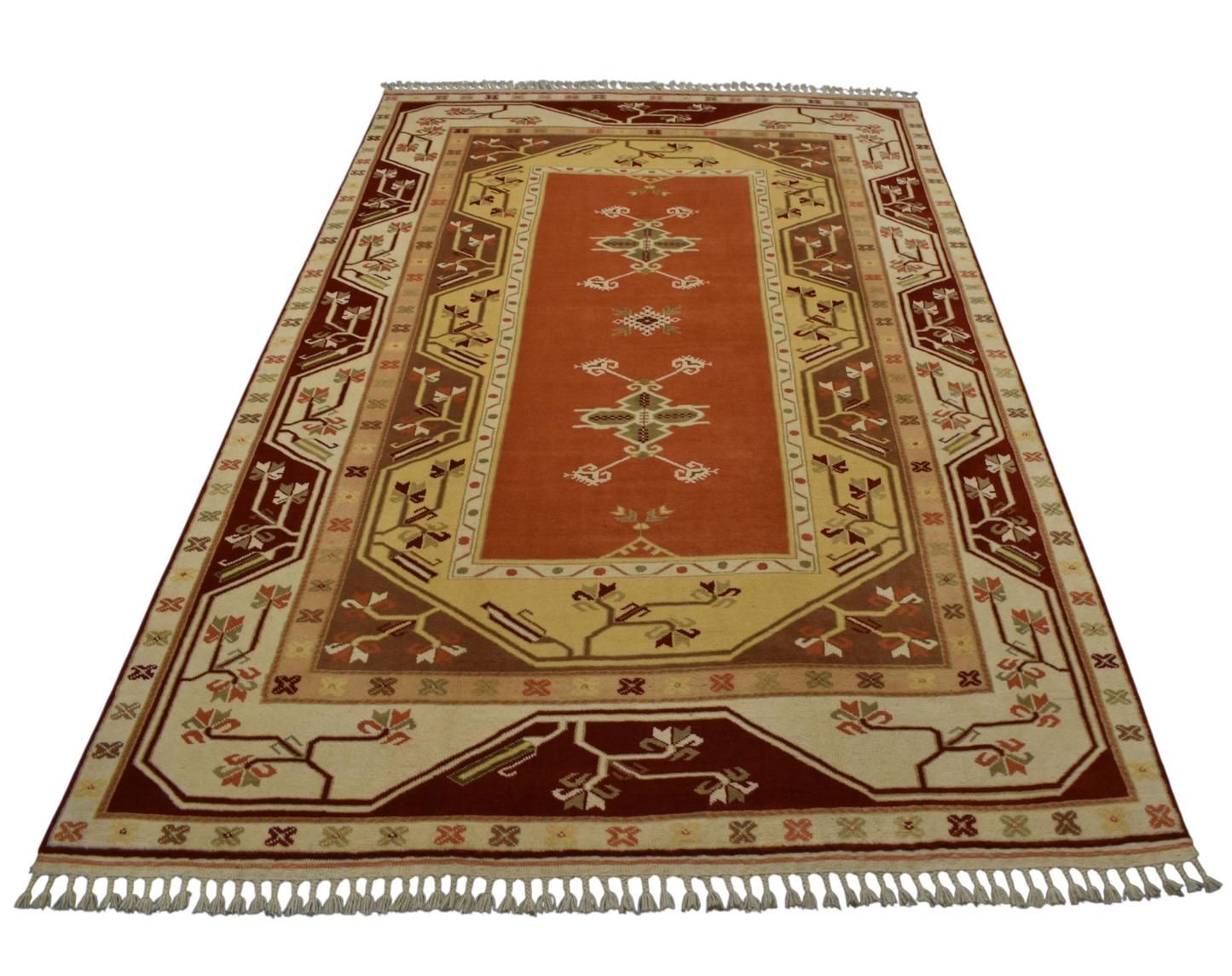 Kilim Antik El Dokuma Çiçekli Bozalan Milas Yün Halısı 0864 - Yeni - Çok Renkli