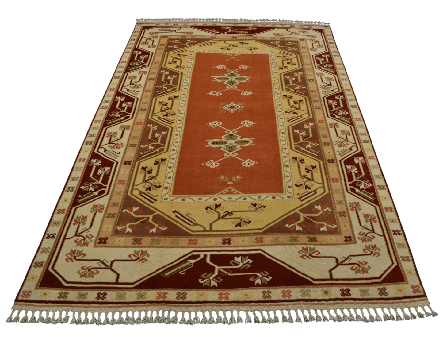 Kilim Antik El Dokuma Çiçekli Bozalan Milas Yün Halısı 0864 - Yeni - Çok Renkli