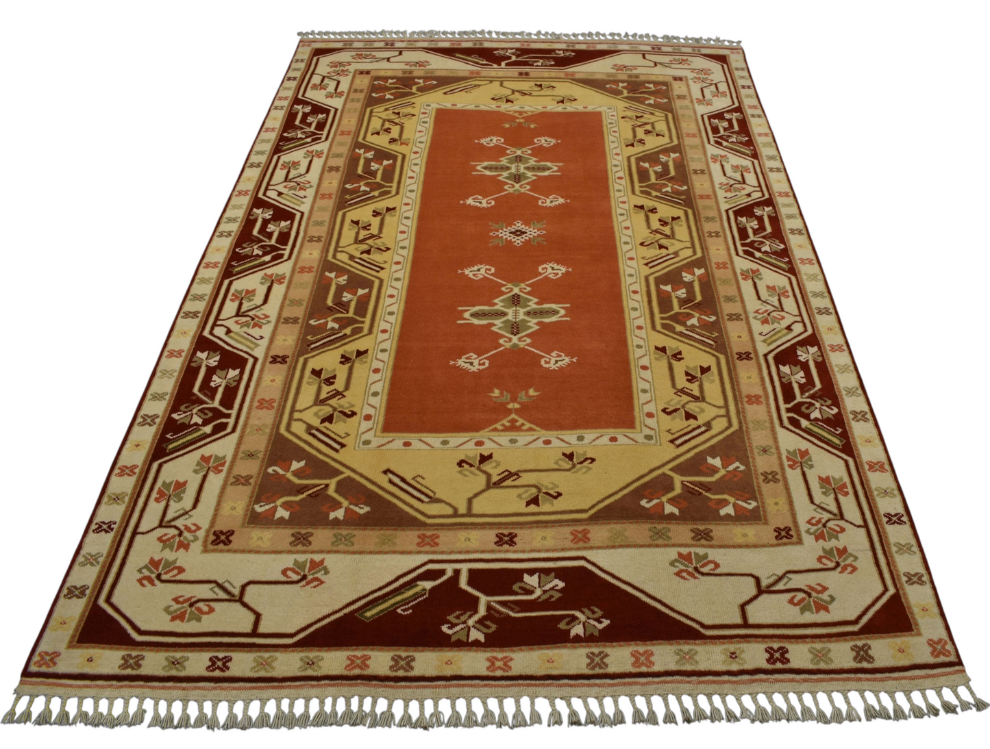 Kilim Antik El Dokuma Çiçekli Bozalan Milas Yün Halısı 0864 - Yeni - Çok Renkli