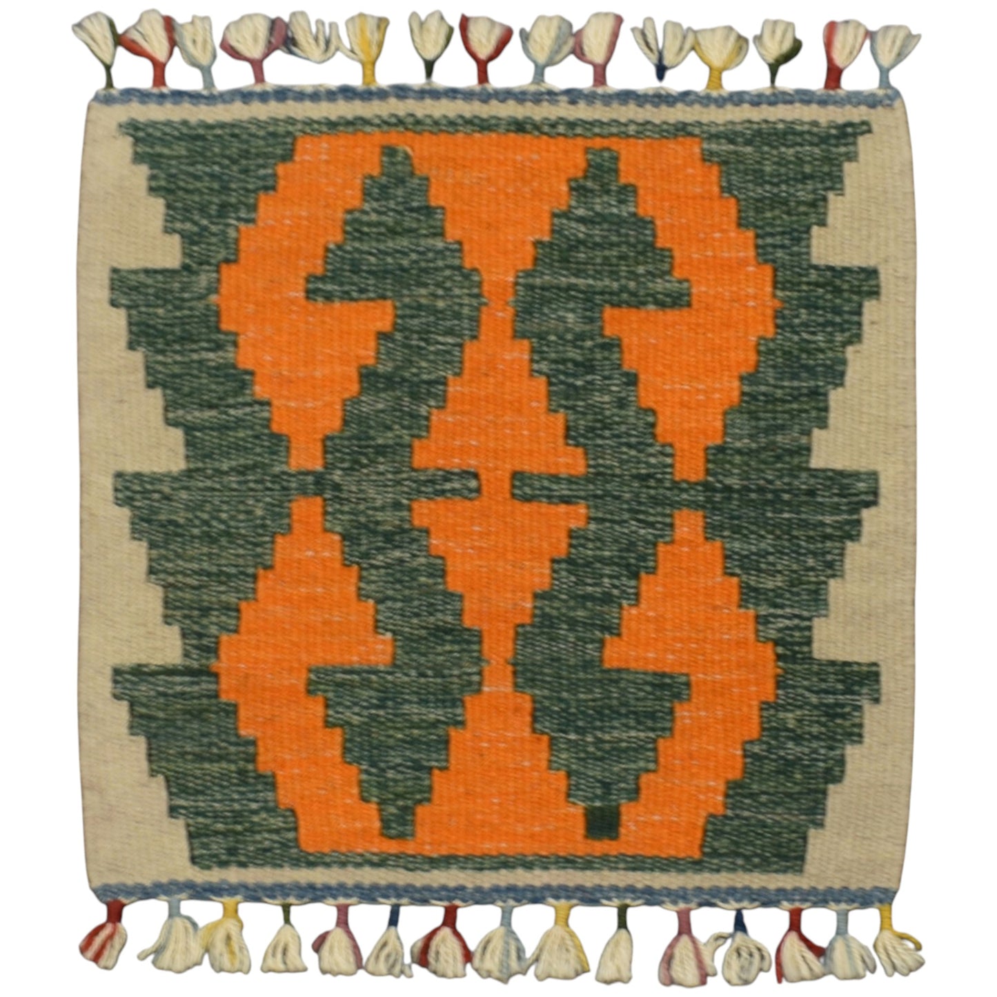 Kilim Antik El Dokuma Kare Köşe Sandalye Minderi Pınarbaşı Kayseri Yün Kilim 0868 - Yeni - Çok Renkli