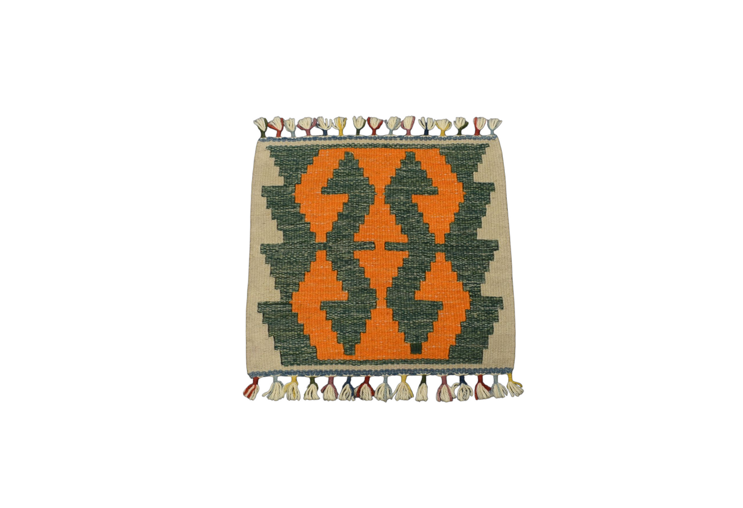 Kilim Antik El Dokuma Kare Köşe Sandalye Minderi Pınarbaşı Kayseri Yün Kilim 0868 - Yeni - Çok Renkli