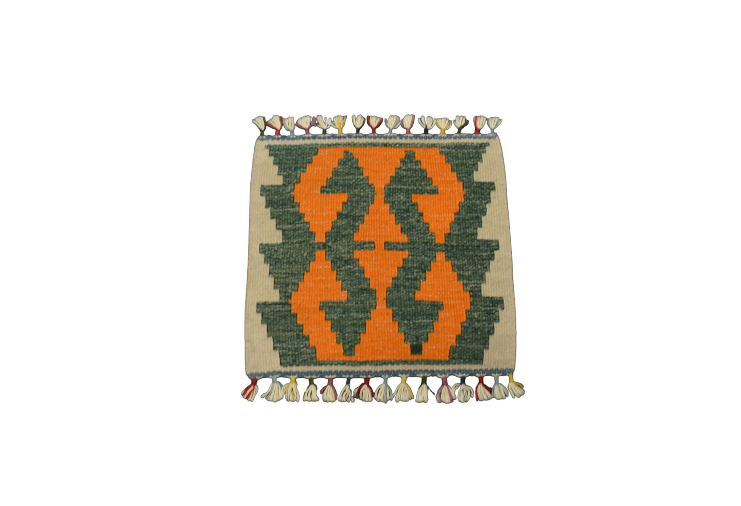 Kilim Antik El Dokuma Kare Köşe Sandalye Minderi Pınarbaşı Kayseri Yün Kilim 0868 - Yeni - Çok Renkli