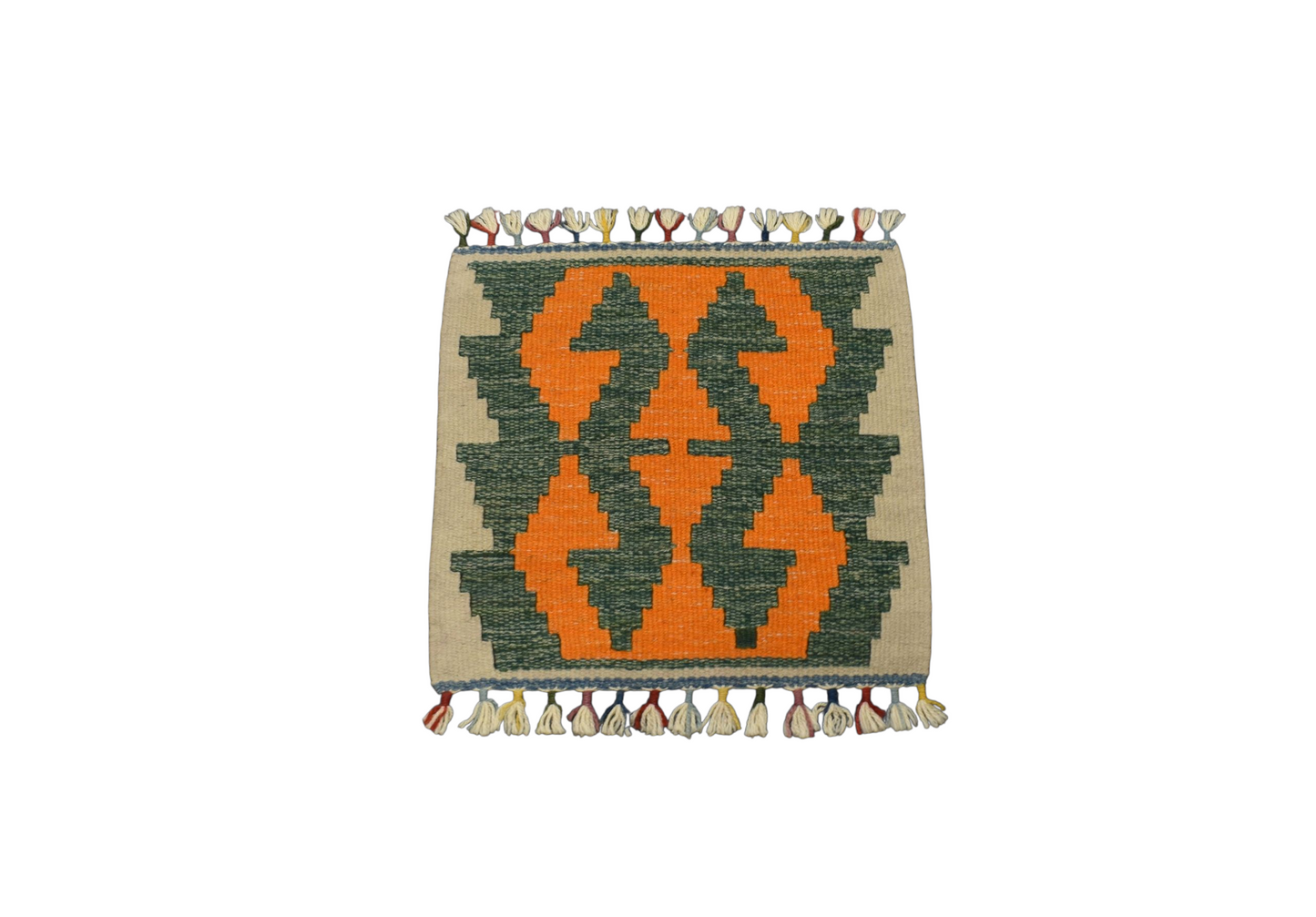 Kilim Antik El Dokuma Kare Köşe Sandalye Minderi Pınarbaşı Kayseri Yün Kilim 0868 - Yeni - Çok Renkli