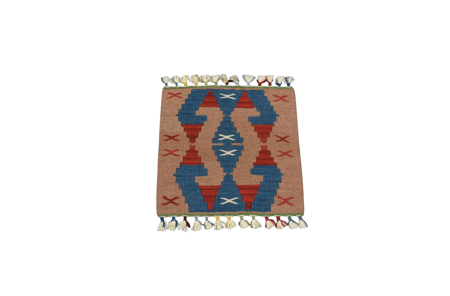 Kilim Antik El Dokuma Kare Köşe Sandalye Minderi Pınarbaşı Kayseri Yün Kilim 0869 - Yeni - Çok Renkli