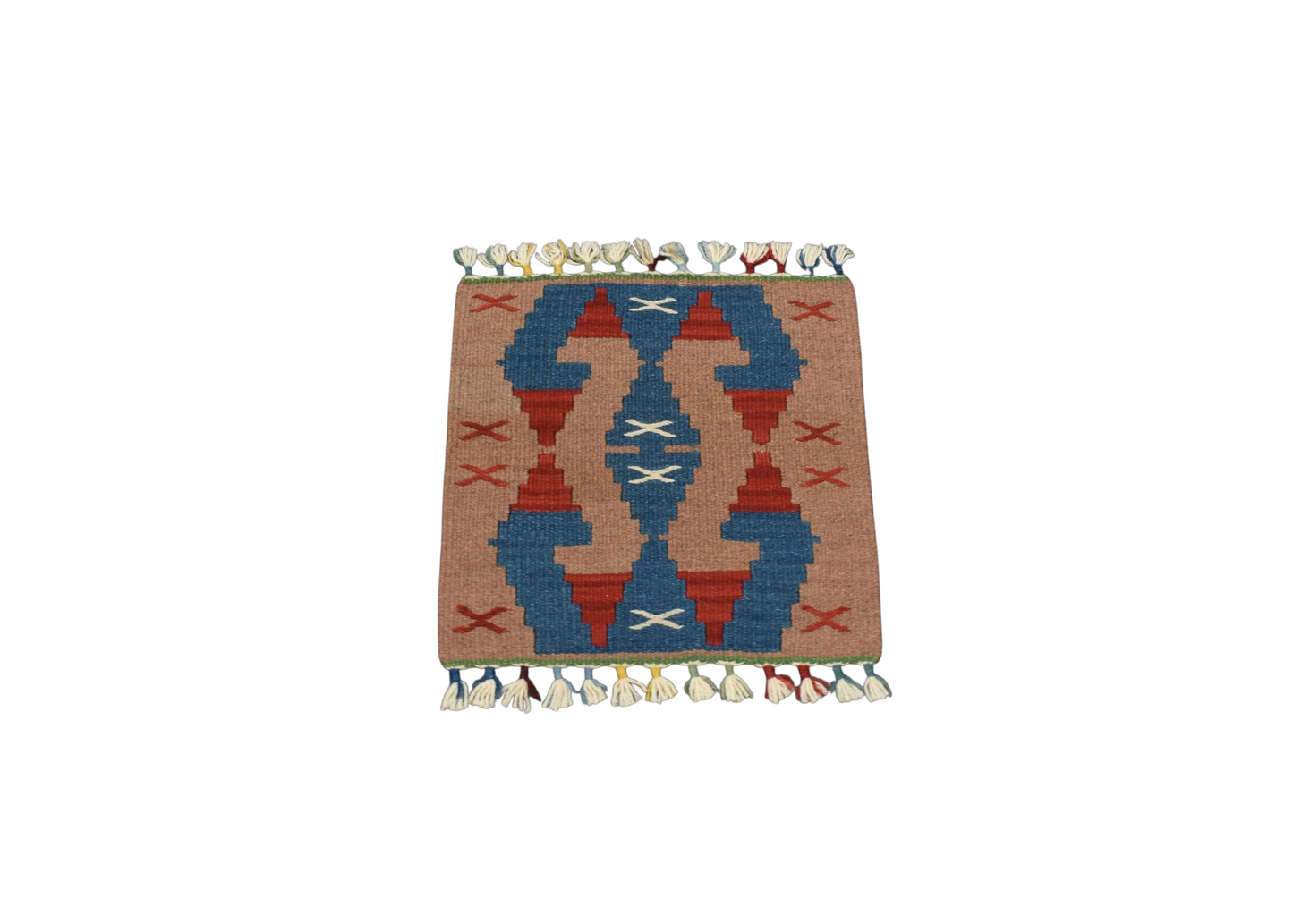 Kilim Antik El Dokuma Kare Köşe Sandalye Minderi Pınarbaşı Kayseri Yün Kilim 0869 - Yeni - Çok Renkli