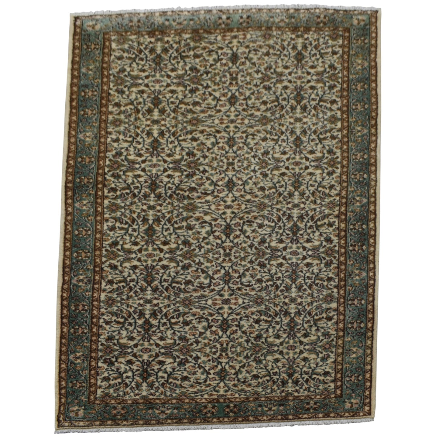 Kilim Antik El Dokuma 5m2 Çiçekli Foça Yün Halı 0870 - Yeni - Krem Bej